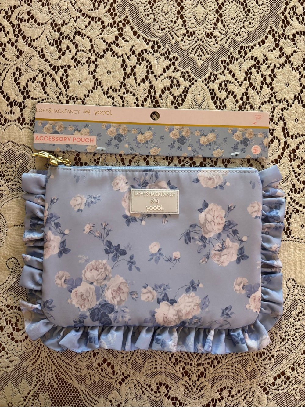 NWT loveshackfancy x yoobi floral pouch
